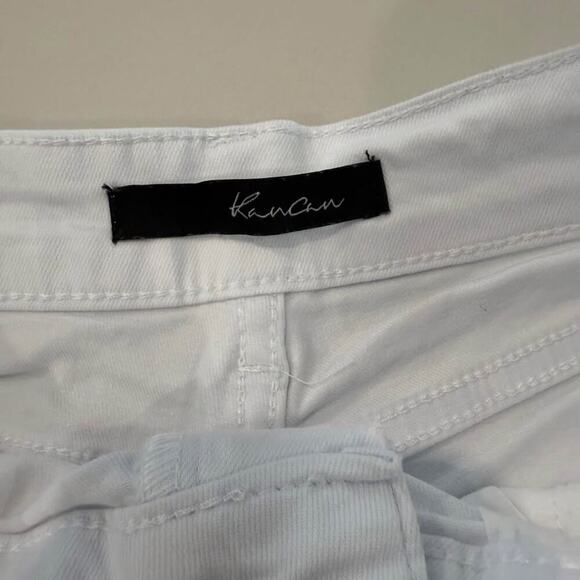 KanCan White Denim Distressed Jean Shorts High Rise Cuffed Pockets Women's 28 - Picture 3 of 6